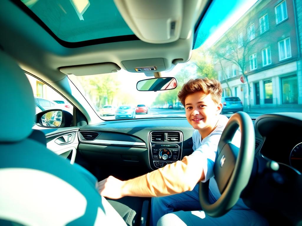Leerling achter het stuur van een lesauto